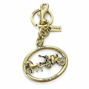 Coach Signature Horse and Carriage Keychain/Bag Charm in Brush Gold